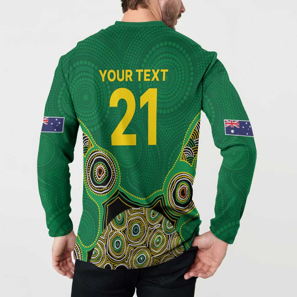 Custom Australia Cricket Spirit 2026 Button Sweatshirt World T20 Edition - Green Aboriginal - Aussie Hoodie