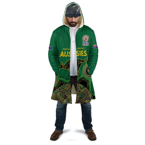 Custom Australia Cricket Spirit 2026 Cloak World T20 Edition - Green Aboriginal - Aussie Hoodie