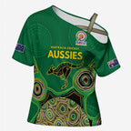 Custom Australia Cricket Spirit 2026 Cross Shoulder Shirt World T20 Edition - Green Aboriginal - Aussie Hoodie