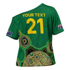 Custom Australia Cricket Spirit 2026 Cross Shoulder Shirt World T20 Edition - Green Aboriginal - Aussie Hoodie