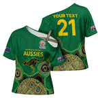Custom Australia Cricket Spirit 2026 Cross Shoulder Shirt World T20 Edition - Green Aboriginal - Aussie Hoodie