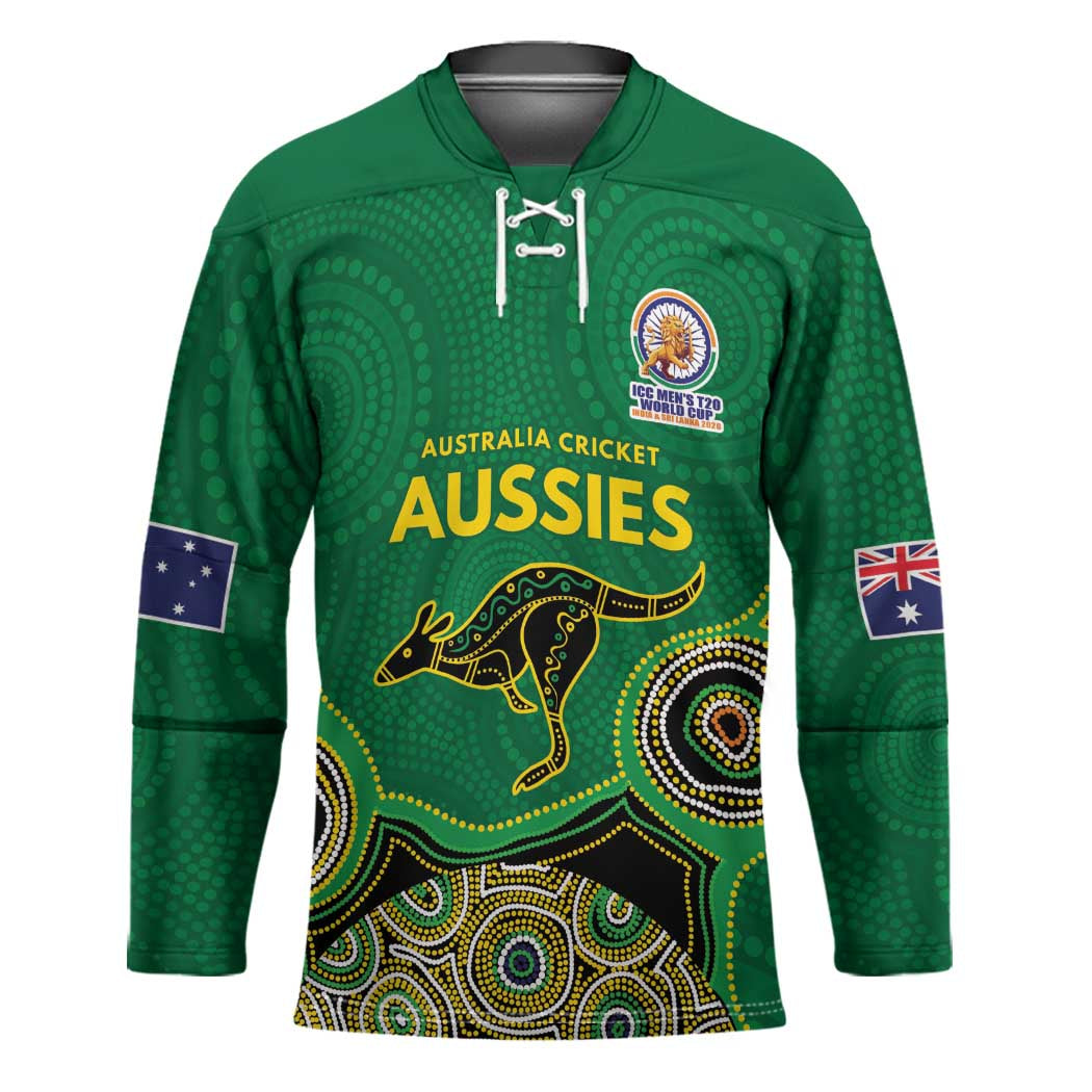 Custom Australia Cricket Spirit 2026 Hockey Jersey World T20 Edition - Green Aboriginal - Aussie Hoodie