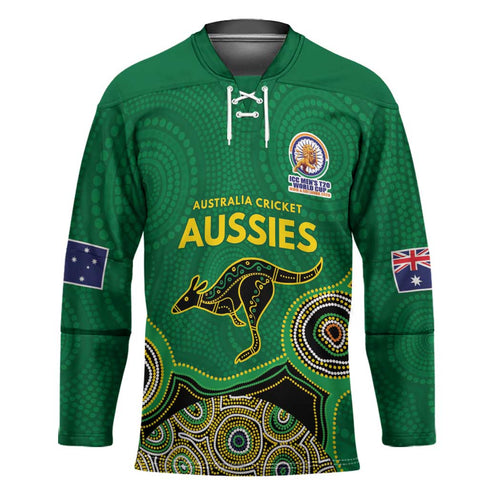 Custom Australia Cricket Spirit 2026 Hockey Jersey World T20 Edition - Green Aboriginal - Aussie Hoodie