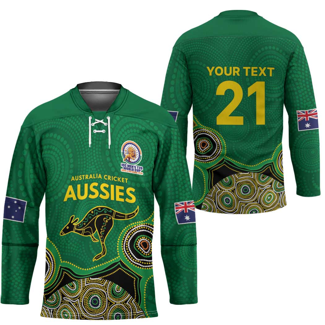 Custom Australia Cricket Spirit 2026 Hockey Jersey World T20 Edition - Green Aboriginal - Aussie Hoodie