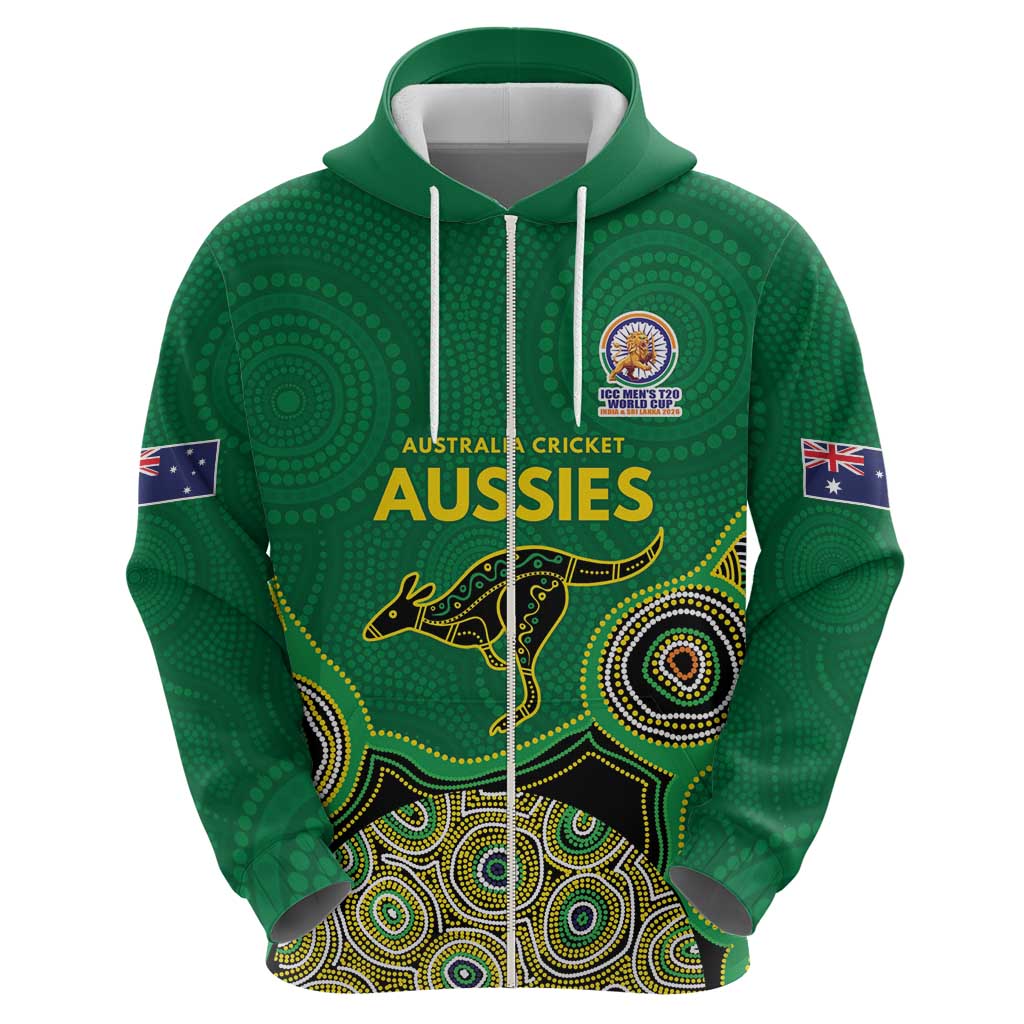 Custom Australia Cricket Spirit 2026 Hoodie World T20 Edition - Green Aboriginal - Aussie Hoodie