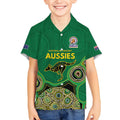 Custom Australia Cricket Spirit 2026 Kid Hawaiian Shirt World T20 Edition - Green Aboriginal - Aussie Hoodie