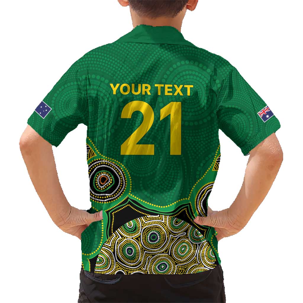 Custom Australia Cricket Spirit 2026 Kid Hawaiian Shirt World T20 Edition - Green Aboriginal - Aussie Hoodie