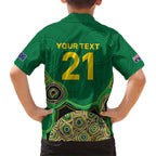 Custom Australia Cricket Spirit 2026 Kid Hawaiian Shirt World T20 Edition - Green Aboriginal - Aussie Hoodie