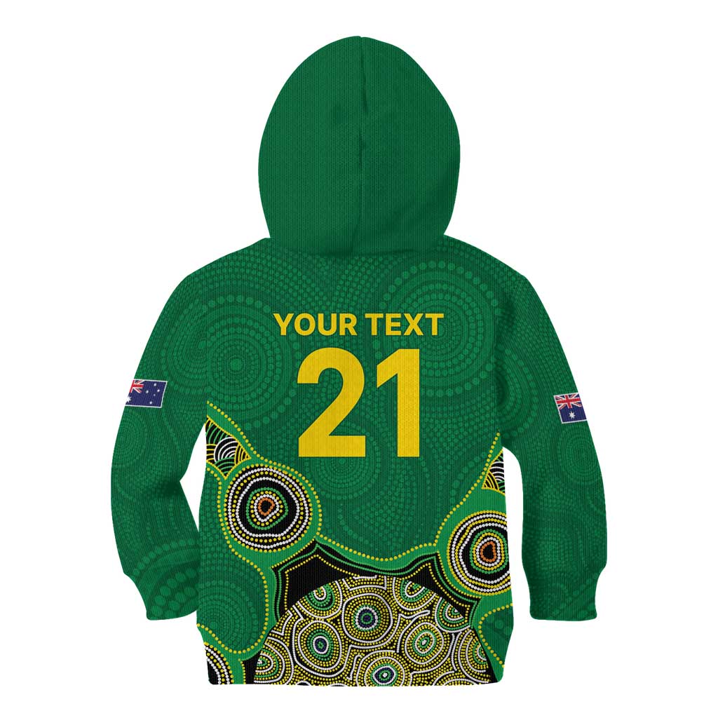 Custom Australia Cricket Spirit 2026 Kid Hoodie World T20 Edition - Green Aboriginal - Aussie Hoodie