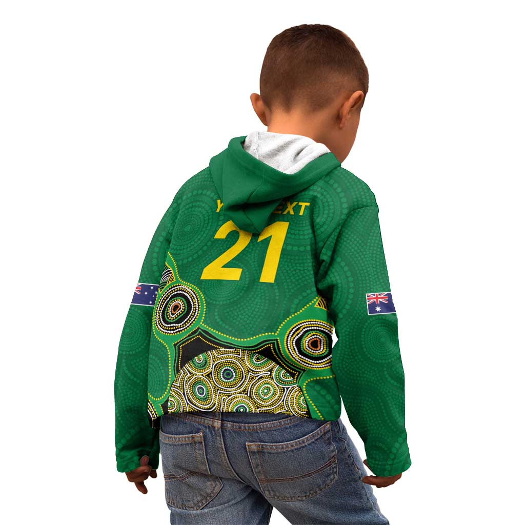 Custom Australia Cricket Spirit 2026 Kid Hoodie World T20 Edition - Green Aboriginal - Aussie Hoodie