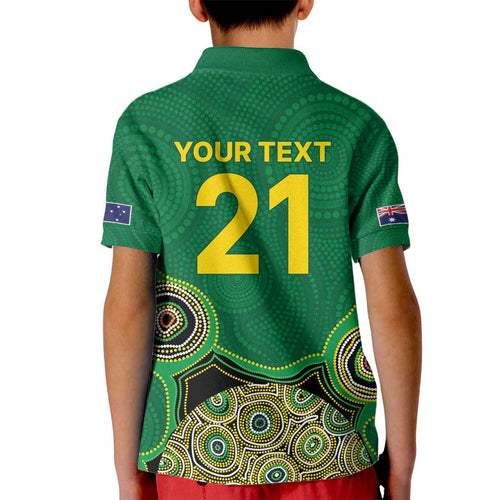 Custom Australia Cricket Spirit 2026 Kid Polo Shirt World T20 Edition - Green Aboriginal - Aussie Hoodie