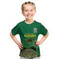 Custom Australia Cricket Spirit 2026 Kid T Shirt World T20 Edition - Green Aboriginal - Aussie Hoodie