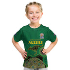Custom Australia Cricket Spirit 2026 Kid T Shirt World T20 Edition - Green Aboriginal - Aussie Hoodie