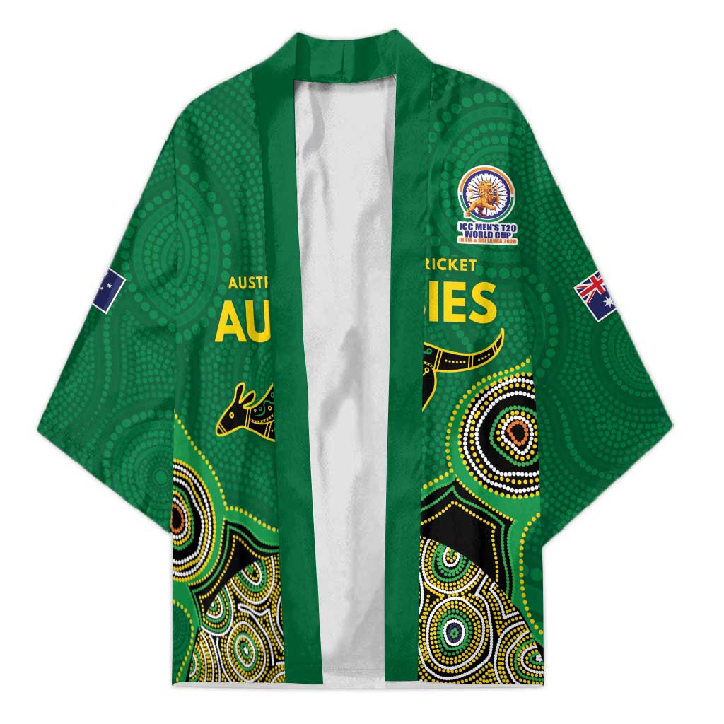 Custom Australia Cricket Spirit 2026 Kimono World T20 Edition - Green Aboriginal - Aussie Hoodie