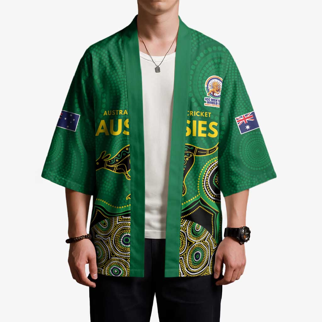 Custom Australia Cricket Spirit 2026 Kimono World T20 Edition - Green Aboriginal - Aussie Hoodie