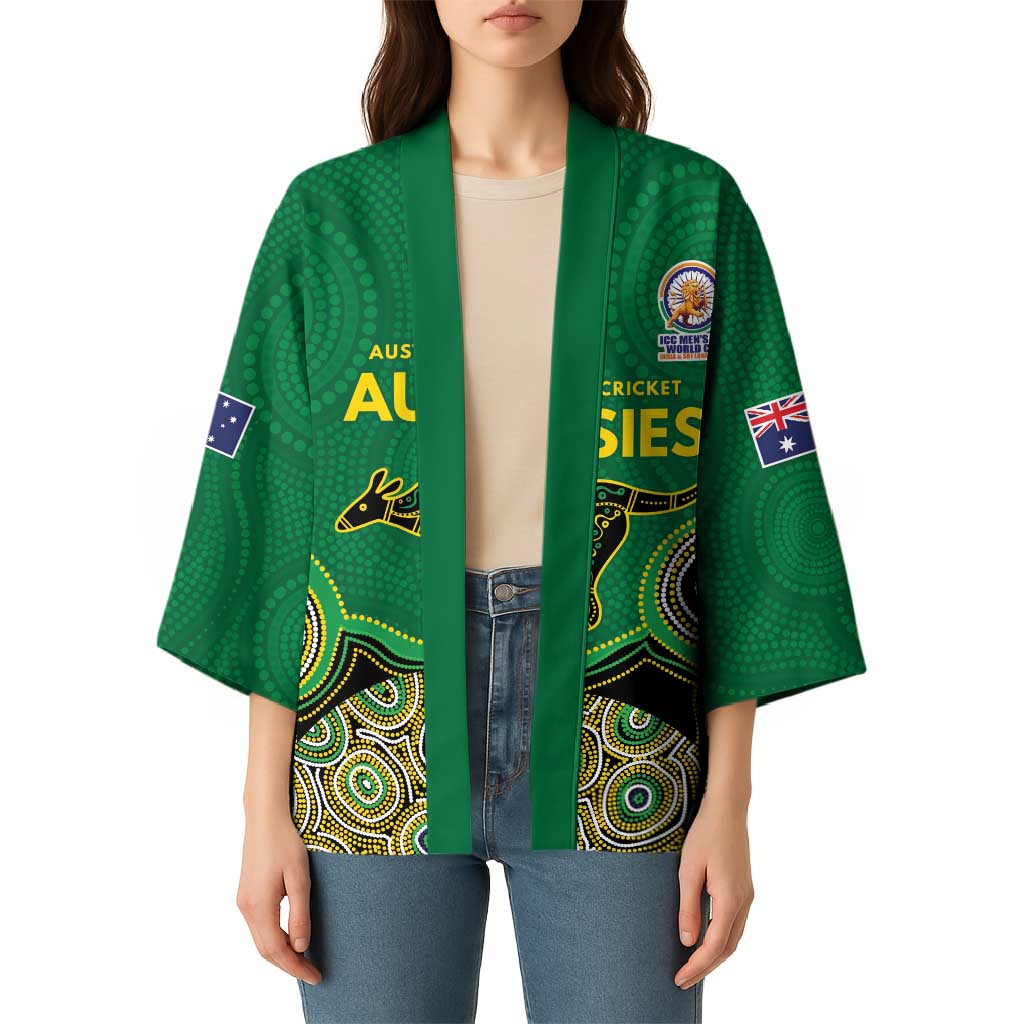Custom Australia Cricket Spirit 2026 Kimono World T20 Edition - Green Aboriginal - Aussie Hoodie