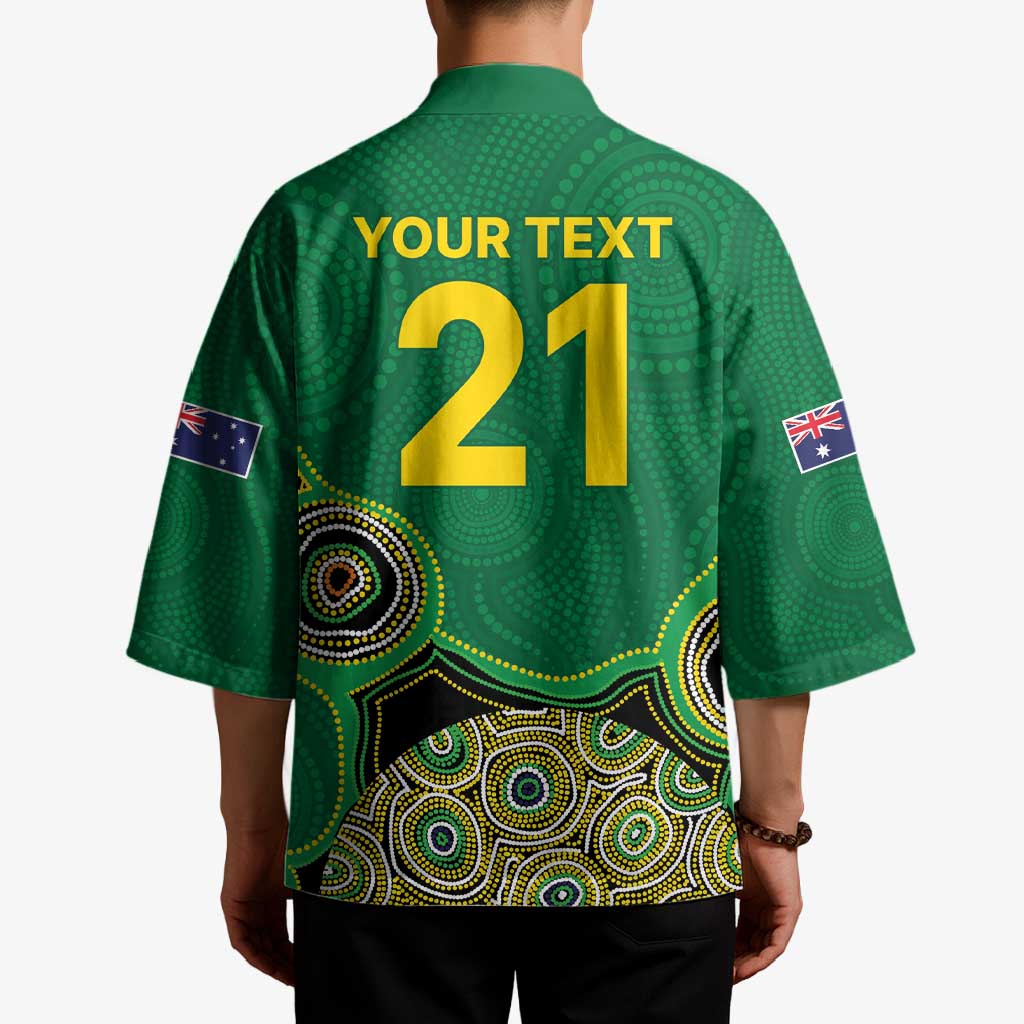 Custom Australia Cricket Spirit 2026 Kimono World T20 Edition - Green Aboriginal - Aussie Hoodie