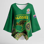 Custom Australia Cricket Spirit 2026 Kimono Sleeve Blouse World T20 Edition - Green Aboriginal - Aussie Hoodie