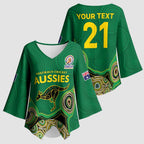 Custom Australia Cricket Spirit 2026 Kimono Sleeve Blouse World T20 Edition - Green Aboriginal - Aussie Hoodie