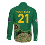 Custom Australia Cricket Spirit 2026 Long Sleeve Button Shirt World T20 Edition - Green Aboriginal - Aussie Hoodie