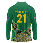 Custom Australia Cricket Spirit 2026 Long Sleeve Polo Shirt World T20 Edition - Green Aboriginal - Aussie Hoodie