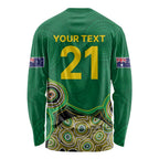 Custom Australia Cricket Spirit 2026 Long Sleeve Shirt World T20 Edition - Green Aboriginal - Aussie Hoodie