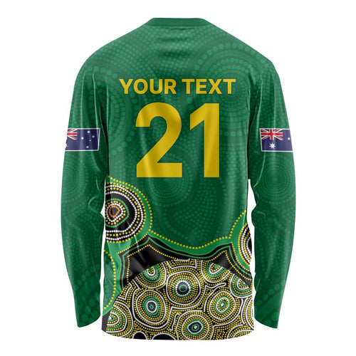 Custom Australia Cricket Spirit 2026 Long Sleeve Shirt World T20 Edition - Green Aboriginal - Aussie Hoodie