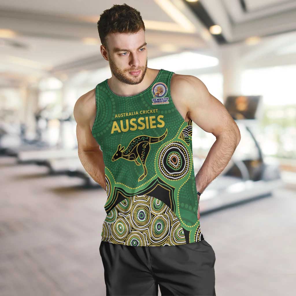 Custom Australia Cricket Spirit 2026 Men Tank Top World T20 Edition - Green Aboriginal - Aussie Hoodie