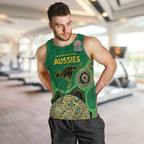 Custom Australia Cricket Spirit 2026 Men Tank Top World T20 Edition - Green Aboriginal - Aussie Hoodie