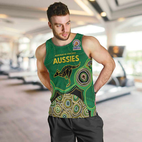 Custom Australia Cricket Spirit 2026 Men Tank Top World T20 Edition - Green Aboriginal - Aussie Hoodie