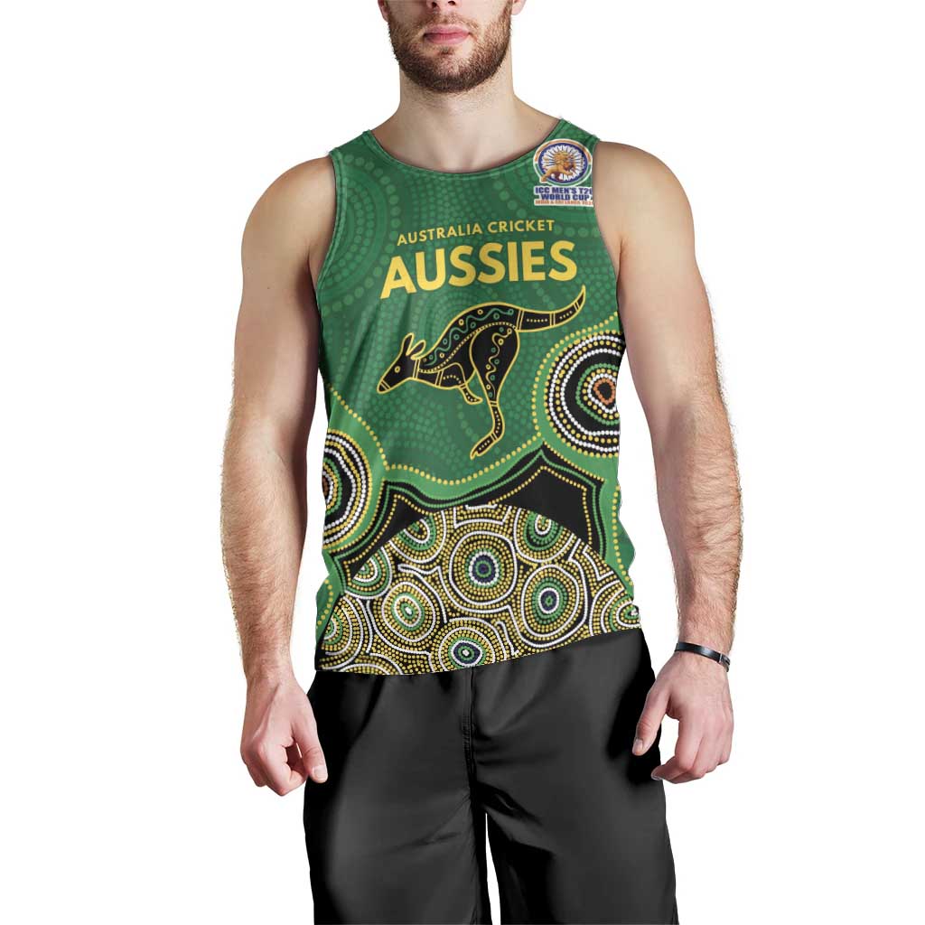 Custom Australia Cricket Spirit 2026 Men Tank Top World T20 Edition - Green Aboriginal - Aussie Hoodie