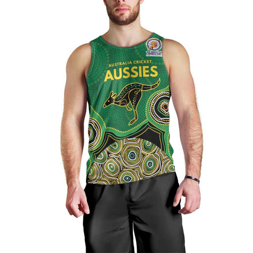 Custom Australia Cricket Spirit 2026 Men Tank Top World T20 Edition - Green Aboriginal - Aussie Hoodie