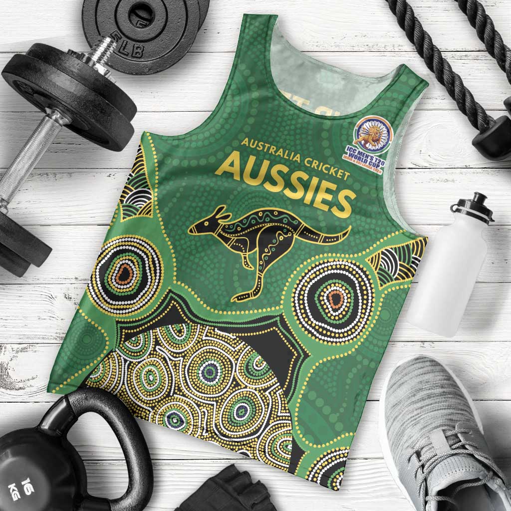 Custom Australia Cricket Spirit 2026 Men Tank Top World T20 Edition - Green Aboriginal - Aussie Hoodie