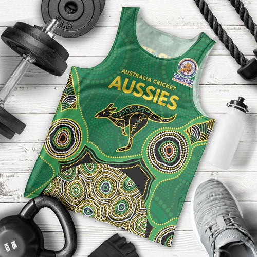 Custom Australia Cricket Spirit 2026 Men Tank Top World T20 Edition - Green Aboriginal - Aussie Hoodie