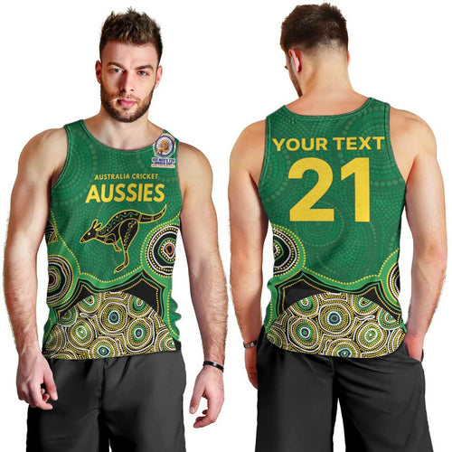 Custom Australia Cricket Spirit 2026 Men Tank Top World T20 Edition - Green Aboriginal - Aussie Hoodie