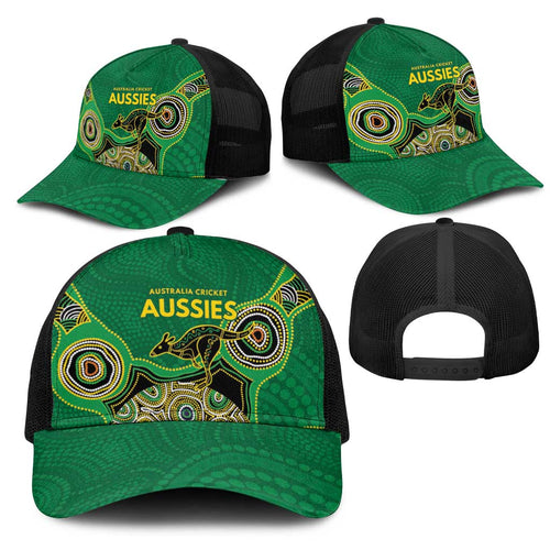 Australia Cricket Spirit 2026 Mesh Trucker Cap World T20 Edition - Green Aboriginal - Aussie Hoodie