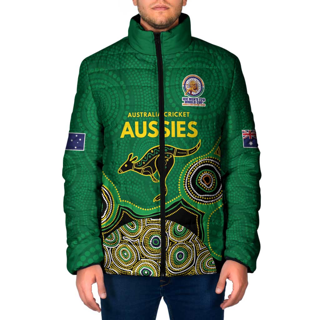 Custom Australia Cricket Spirit 2026 Padded Jacket World T20 Edition - Green Aboriginal - Aussie Hoodie
