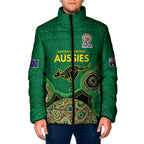 Custom Australia Cricket Spirit 2026 Padded Jacket World T20 Edition - Green Aboriginal - Aussie Hoodie