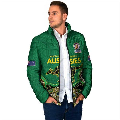 Custom Australia Cricket Spirit 2026 Padded Jacket World T20 Edition - Green Aboriginal - Aussie Hoodie