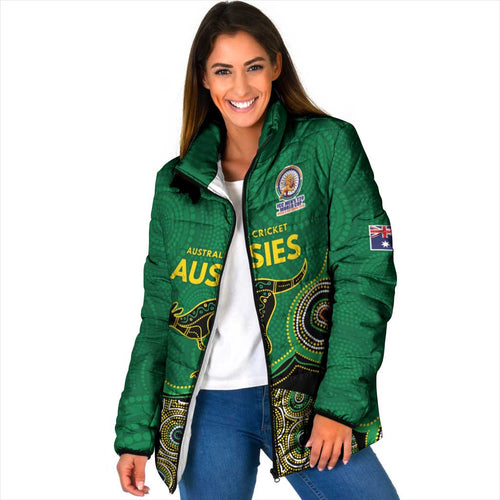 Custom Australia Cricket Spirit 2026 Padded Jacket World T20 Edition - Green Aboriginal - Aussie Hoodie