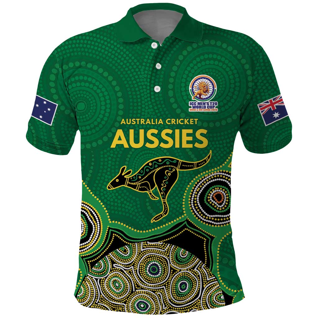 Custom Australia Cricket Spirit 2026 Polo Shirt World T20 Edition - Green Aboriginal - Aussie Hoodie