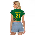 Custom Australia Cricket Spirit 2026 Raglan Cropped T Shirt World T20 Edition - Green Aboriginal - Aussie Hoodie