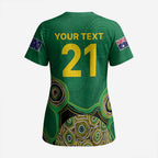 Custom Australia Cricket Spirit 2026 Scrub Top World T20 Edition - Green Aboriginal - Aussie Hoodie