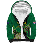 Custom Australia Cricket Spirit 2026 Sherpa Hoodie World T20 Edition - Green Aboriginal - Aussie Hoodie