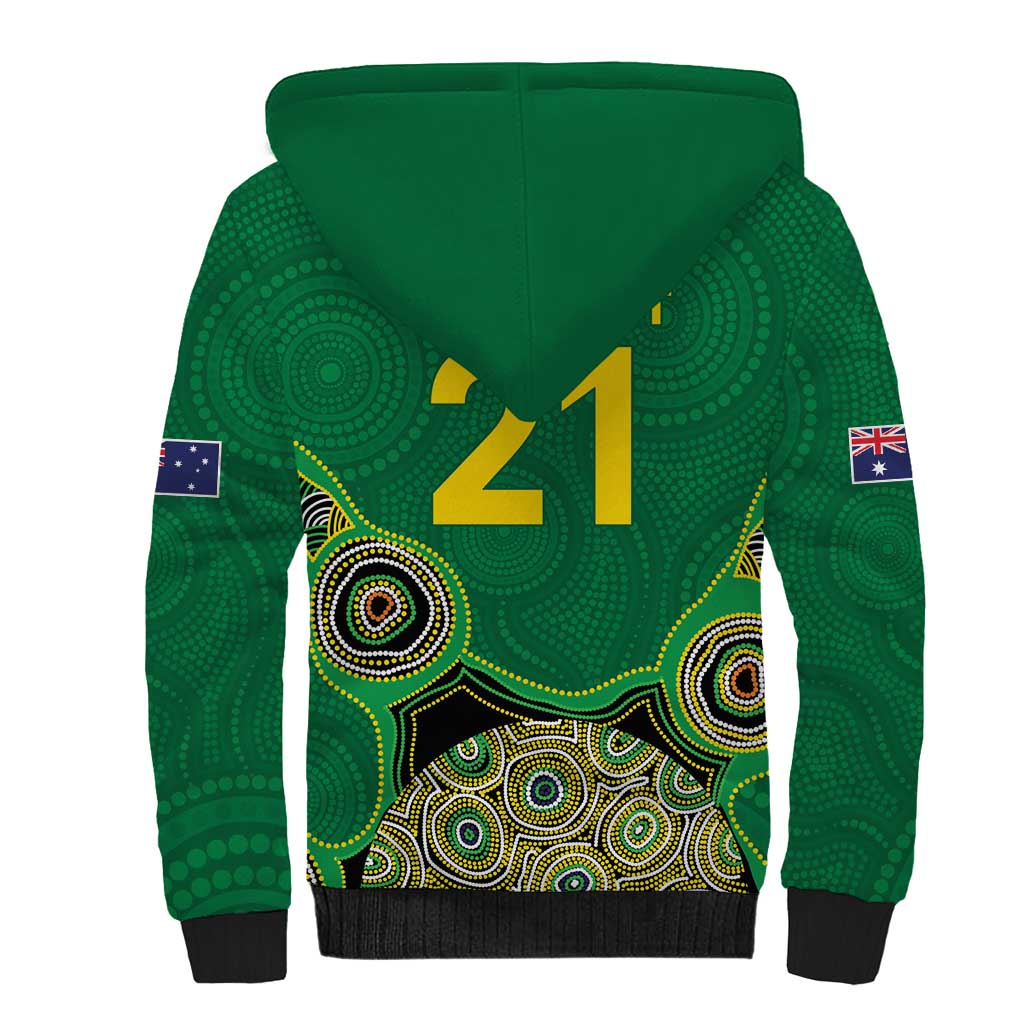 Custom Australia Cricket Spirit 2026 Sherpa Hoodie World T20 Edition - Green Aboriginal - Aussie Hoodie