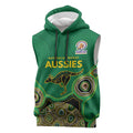 Custom Australia Cricket Spirit 2026 Sleeveless Hoodie World T20 Edition - Green Aboriginal - Aussie Hoodie
