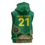 Custom Australia Cricket Spirit 2026 Sleeveless Hoodie World T20 Edition - Green Aboriginal - Aussie Hoodie