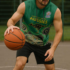 Custom Australia Cricket Spirit 2026 Sleeveless Hoodie World T20 Edition - Green Aboriginal - Aussie Hoodie