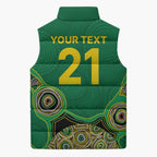 Custom Australia Cricket Spirit 2026 Sleeveless Puffer Jacket World T20 Edition - Green Aboriginal - Aussie Hoodie