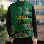 Custom Australia Cricket Spirit 2026 Sleeveless Puffer Jacket World T20 Edition - Green Aboriginal - Aussie Hoodie